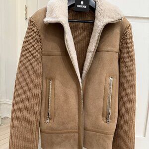 MACKAGE Mixed Media Shearling Jacket- LIGHT CAMEL-NATURAL